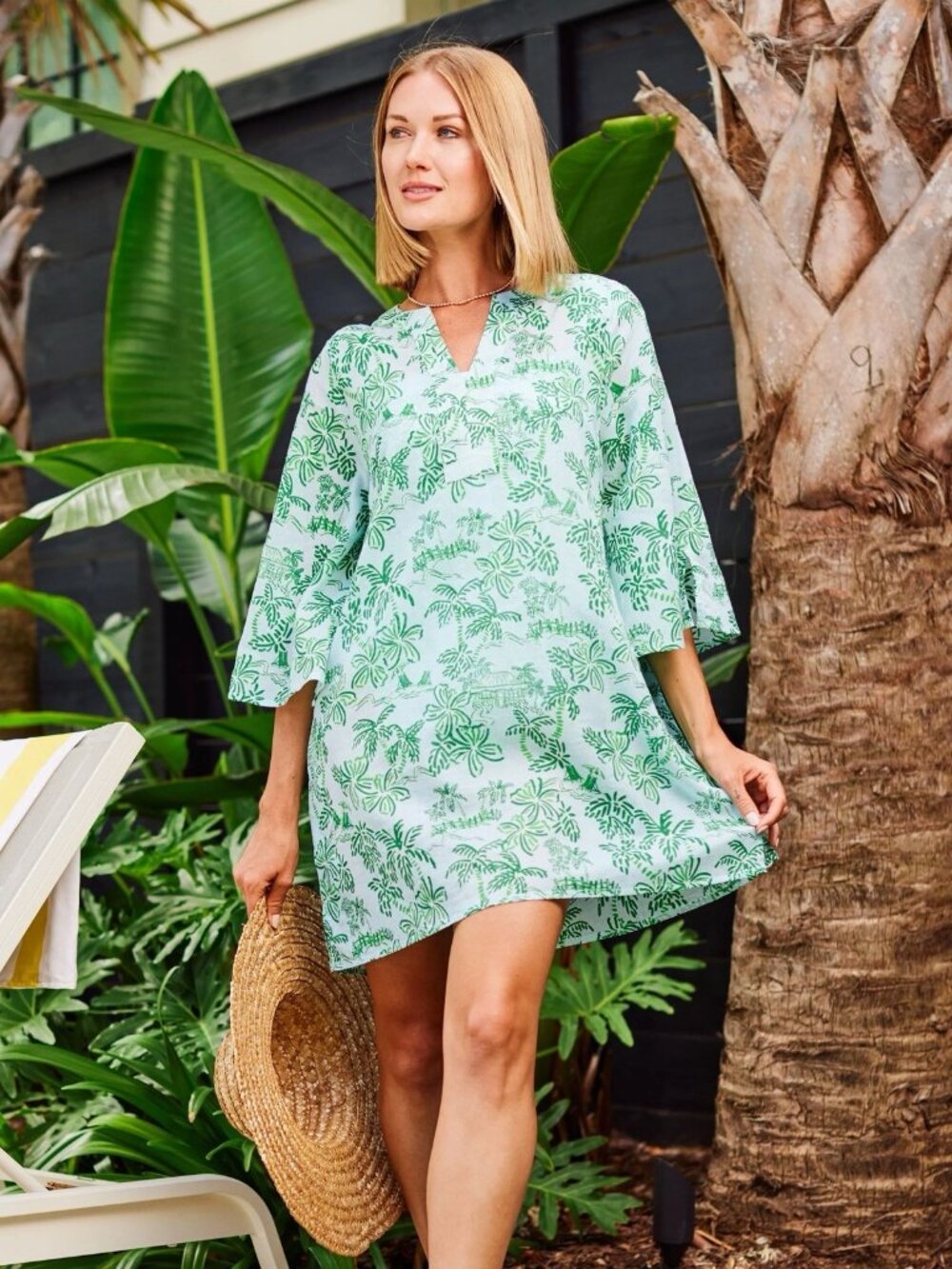 Mary Square Island Oasis Green Elisabeth Caftan Lightweight